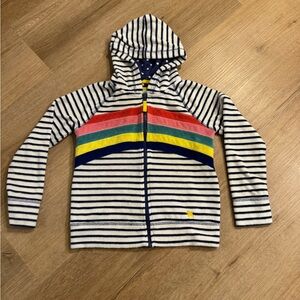Mini Boden Striped Hoodie with Rainbow Accents